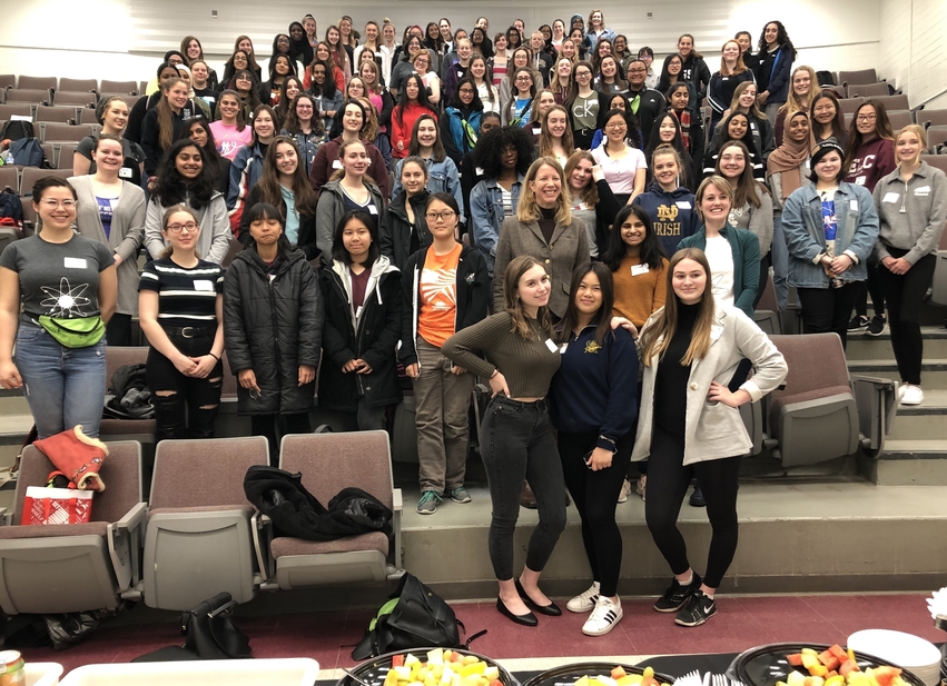 Dean Maureen MacDonald with the 105 Grade 10 students who attended the Faculty of Sciences 6th annual Girls in Science Day