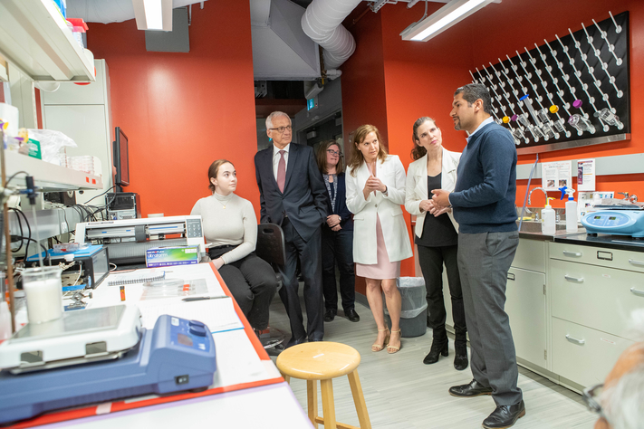 Federal Minister Kristy Duncan met with Jose Moran Mirabal Canada research chair and associate professor with the department of Chemistry and Chemical Biology