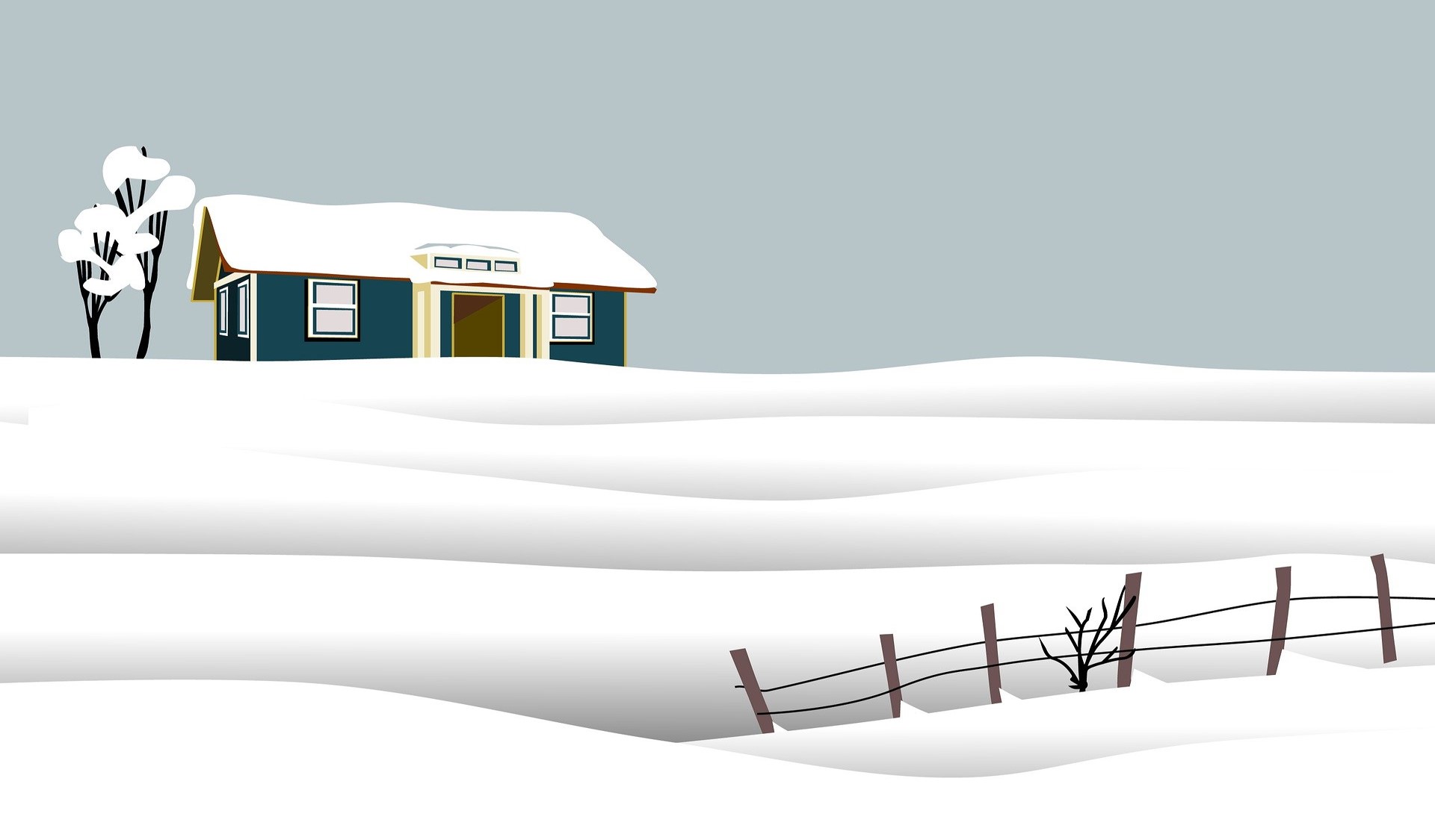 House in snow pic
