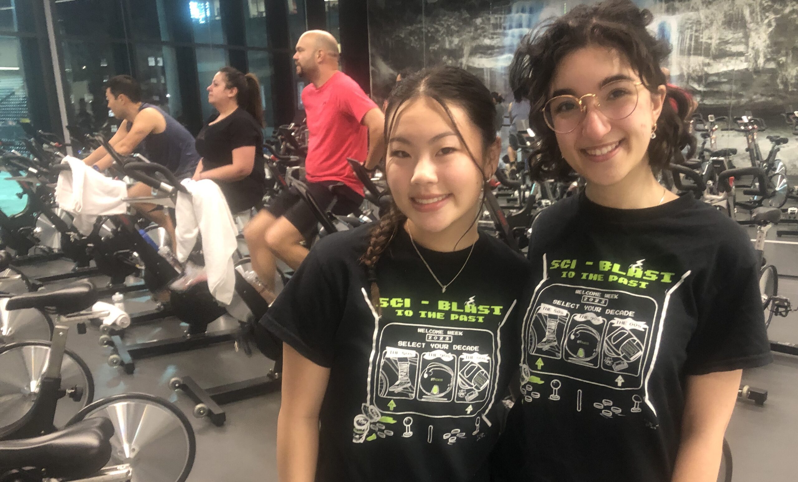 Friends Leena Han and Lily Eshraghi organized an exclusive spin class for first-year students taught by Dean Maureen MacDonald
