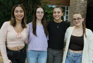 Life Sciences students (from left) Melina Alborzi, Virginia Howard, Macy Malysiak and Logan Hill were among the 28 students who developed and then delivered nutrition workshops in the community.