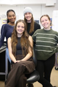 Caileigh Tomas with her lab mates and friends Zainab Saad, Jessica Yemen and Kayla Garvey.